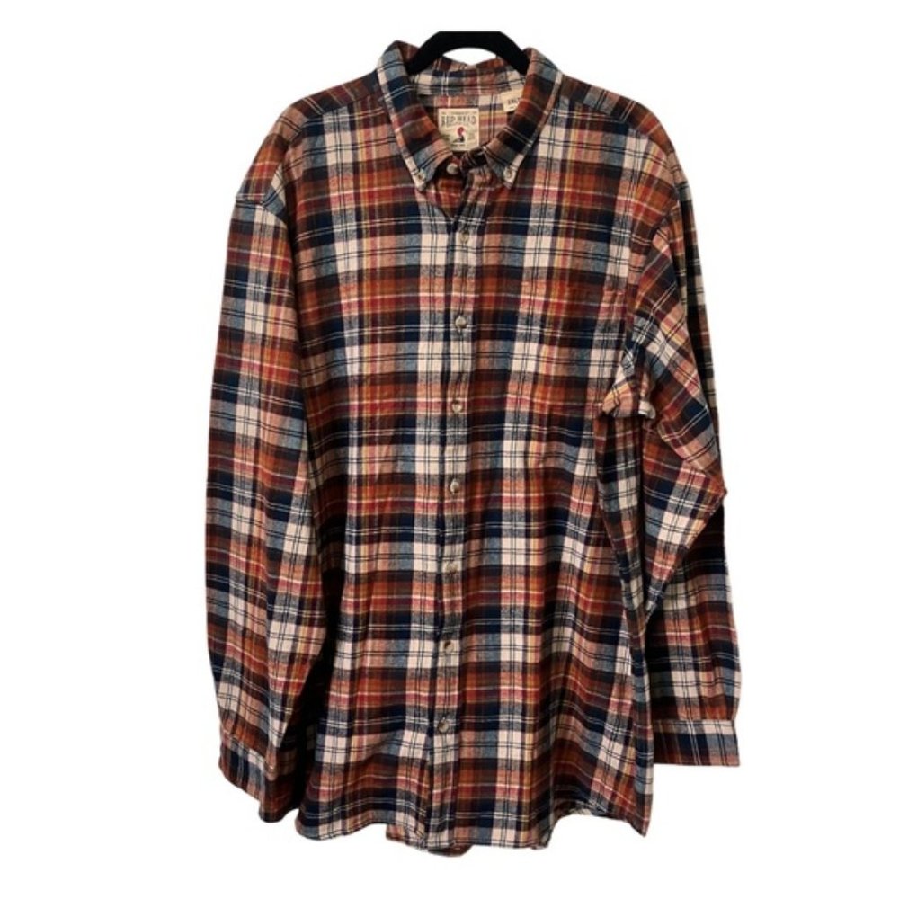 Redhead Red Cotton Flannel Mens Button Front Shirt